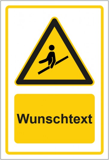 Schild Warnzeichen Hinweiszeichen Achtung, Handlauf benutzen gelb mit WUNSCHTEXT · selbstklebend