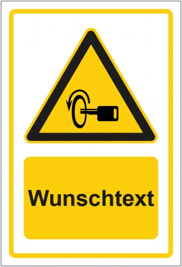 Schild Warnzeichen Hinweiszeichen Achtung, Motor ausschalten gelb mit WUNSCHTEXT · selbstklebend