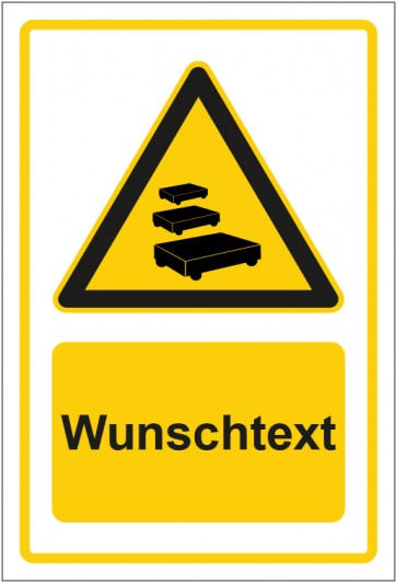 Aufkleber Warnzeichen Hinweiszeichen Rollwagen Zone gelb mit WUNSCHTEXT