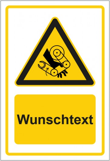 Magnetschild Warnzeichen Warnung vor Handverletzung durch Roboter gelb mit WUNSCHTEXT