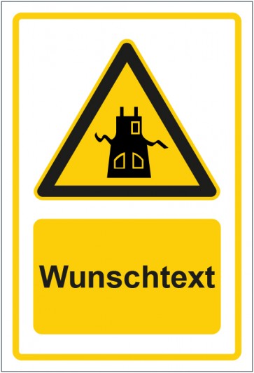 Aufkleber Warnzeichen Hinweiszeichen Achtung Schürze tragen gelb mit WUNSCHTEXT