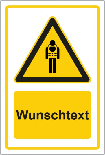 Magnetschild Warnzeichen Hinweiszeichen Achtung Sicherheitsweste tragen gelb mit WUNSCHTEXT