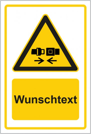 Magnetschild Warnzeichen Hinweiszeichen Sicherheitsgurt anlegen gelb mit WUNSCHTEXT