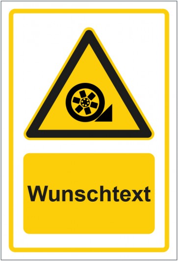 Aufkleber Warnzeichen Hinweiszeichen Reifen gegen Wegrollen sichern gelb mit WUNSCHTEXT · stark haftend