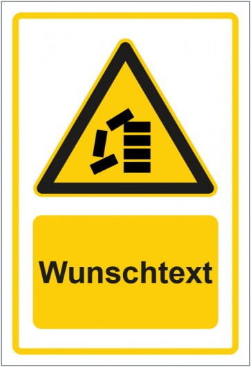 Aufkleber Warnzeichen Hinweiszeichen Achtung, richtig stapeln gelb mit WUNSCHTEXT