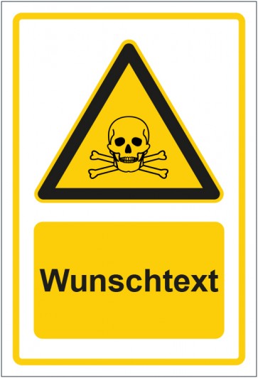 Aufkleber Warnzeichen Hinweiszeichen Achtung Gefahr gelb mit WUNSCHTEXT · stark haftend