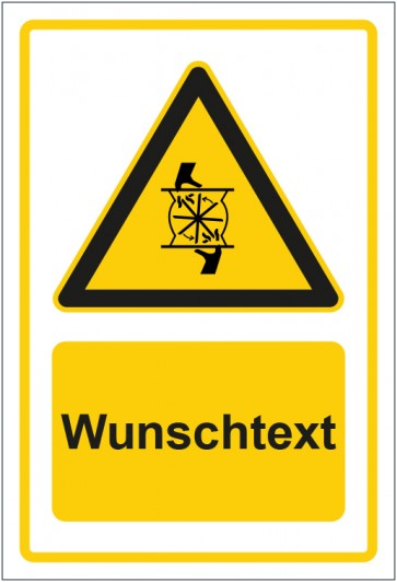Magnetschild Warnzeichen Warnung vor drehendem Lüfterrad gelb mit WUNSCHTEXT
