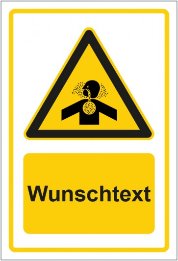 Aufkleber Warnzeichen Warnung vor Erstickungsgefahr gelb mit WUNSCHTEXT
