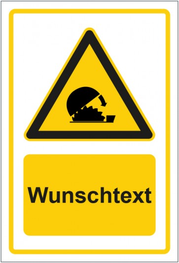 Magnetschild Warnzeichen Hinweiszeichen Achtung, absenkbare Sicherheitsvorrichtung benutzen gelb mit WUNSCHTEXT