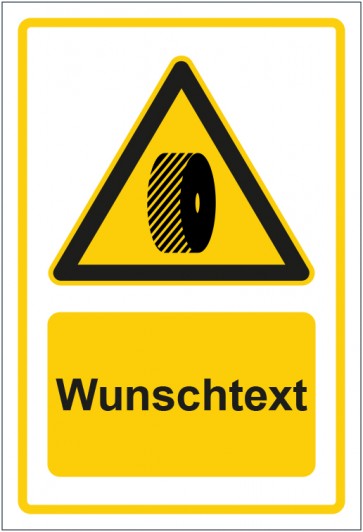Aufkleber Warnzeichen Hinweiszeichen Achtung, Schleifstein nicht tauschen gelb mit WUNSCHTEXT