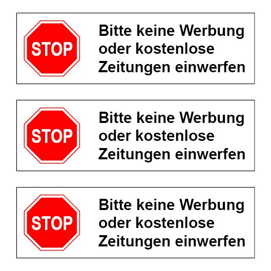 Briefkastenaufkleber Stop Bitte Keine Werbung Oder Kostenlose Zeitungen Einwerfen Typ 101 Eckig Weiss