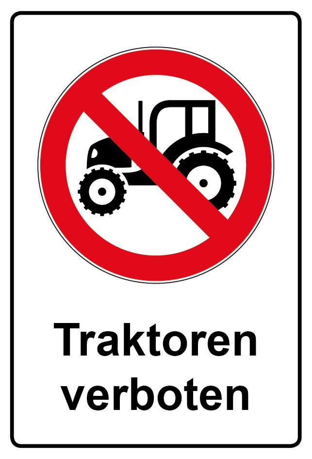 Aufkleber Verbotszeichen Piktogramm & Text deutsch · Traktor