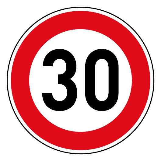 Tempo 30 km/h Geschwindigkeitsbegrenzung Aufkleber Kreis Symbol Ø75mm 