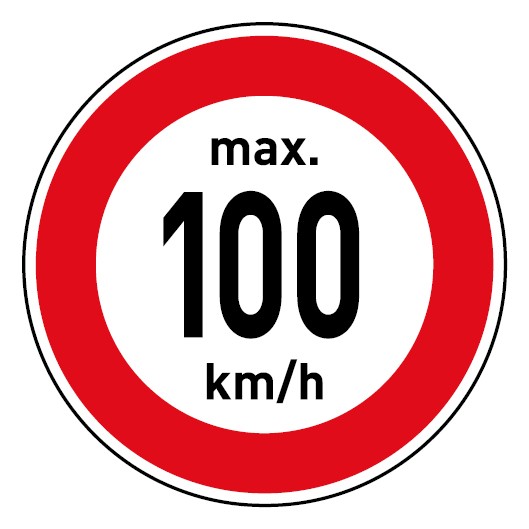 Geschwindigkeits-Aufkleber 100 km/h, StVZO § 58, Folienaufkleber