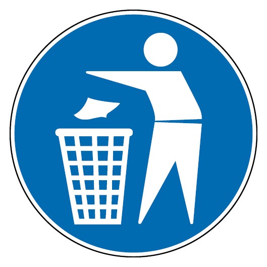 Mülleimer-aufkleber. zeichen nicht wegwerfen. mülleimer-symbol