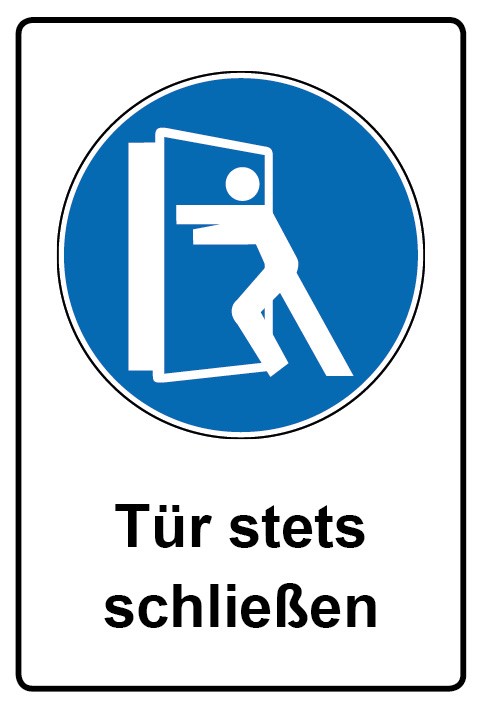 Tür schließen-Aluminium-Edelstahl-Optik-Schild-15x10cm-Warnschild-Hinweisschild 