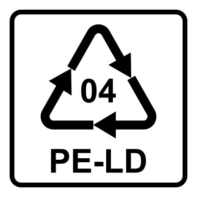 Magnetschild Recycling Code 04 Peld Low Density Polyethylen Polyethylen Niedriger Dichte Viereckig Weiss