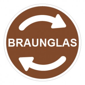 Aufkleber Recycling Wertstoff Mülltrennung Braunglas