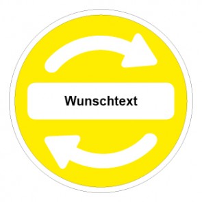Aufkleber Recycling Wertstoff Mülltrennung Symbol · Wunschtext gelb