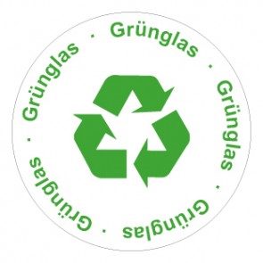 Schild Recycling Wertstoff Mülltrennung Symbol · Grünglas