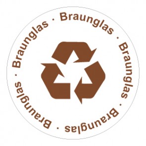 Schild Recycling Wertstoff Mülltrennung Symbol · Braunglas