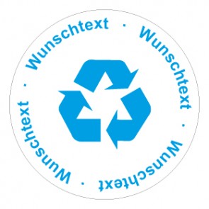 Aufkleber Recycling Wertstoff Mülltrennung Symbol · Wunschtext blau