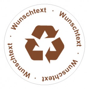 Aufkleber Recycling Wertstoff Mülltrennung Symbol · Wunschtext braun