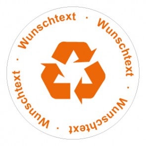 Aufkleber Recycling Wertstoff Mülltrennung Symbol · Wunschtext orange | stark haftend