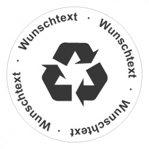 Aufkleber Recycling Wertstoff Mülltrennung Symbol · Wunschtext dunkelgrau