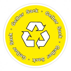 Aufkleber Recycling Wertstoff Mülltrennung Symbol · Gelber Sack | stark haftend