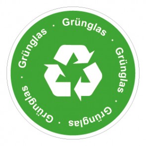 Aufkleber Recycling Wertstoff Mülltrennung Symbol · Grünglas | stark haftend