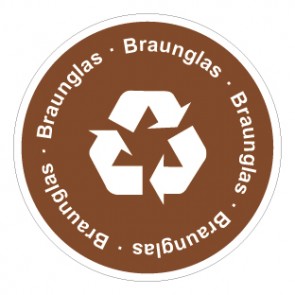 Aufkleber Recycling Wertstoff Mülltrennung Symbol · Braunglas