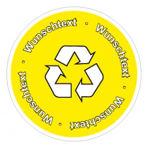 Aufkleber Recycling Wertstoff Mülltrennung Symbol · Wunschtext gelb | stark haftend