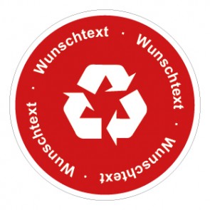 Aufkleber Recycling Wertstoff Mülltrennung Symbol · Wunschtext rot | stark haftend