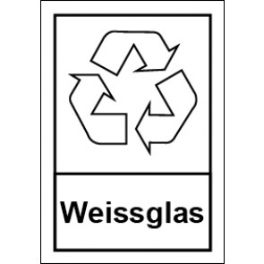 Aufkleber Recycling Wertstoff Mülltrennung Symbol · Weissglas