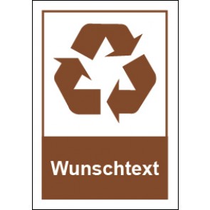 Magnetschild Recycling Wertstoff Mülltrennung Symbol · Wunschtext braun