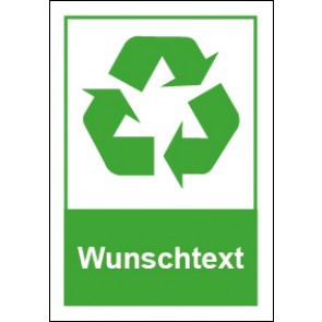 Aufkleber Recycling Wertstoff Mülltrennung Symbol · Wunschtext grün