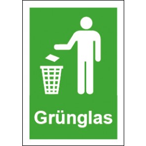 Schild Recycling Wertstoff Mülltrennung Grünglas | selbstklebend