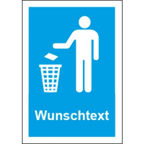 Schild Recycling Wertstoff Mülltrennung Symbol · Wunschtext blau