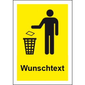 Aufkleber Recycling Wertstoff Mülltrennung Symbol · Wunschtext gelb | stark haftend