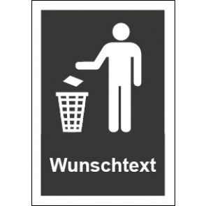Aufkleber Recycling Wertstoff Mülltrennung Symbol · Wunschtext dunkelgrau