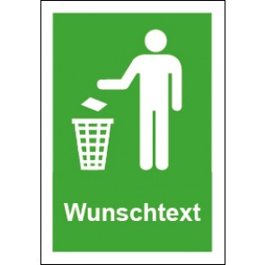 Aufkleber Recycling Wertstoff Mülltrennung Symbol · Wunschtext grün