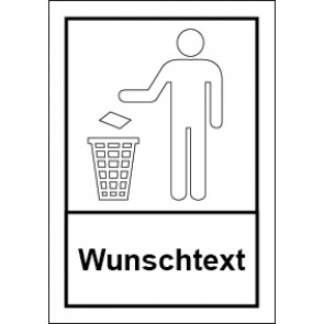 Aufkleber Recycling Wertstoff Mülltrennung Symbol · Wunschtext weiß