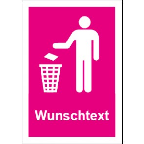 Schild Recycling Wertstoff Mülltrennung Symbol · Wunschtext lila