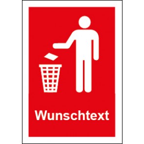 Schild Recycling Wertstoff Mülltrennung Symbol · Wunschtext rot