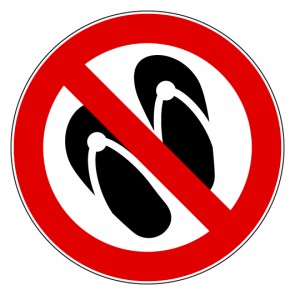 Verbotsschild Flip Flops verboten · selbstklebend