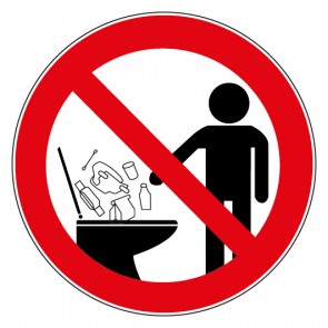 Verbotsschild Gegenstände in die Toilette werfen verboten · selbstklebend