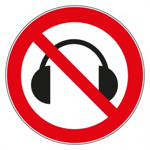 Aufkleber Verbotszeichen Kopfhörer Musik verboten