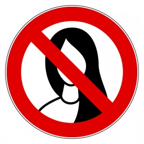 Verbotszeichen Bedienung mit langen Haaren verboten · MAGNETSCHILD