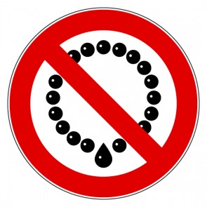 Verbotszeichen Bedienung mit Halskette verboten · MAGNETSCHILD